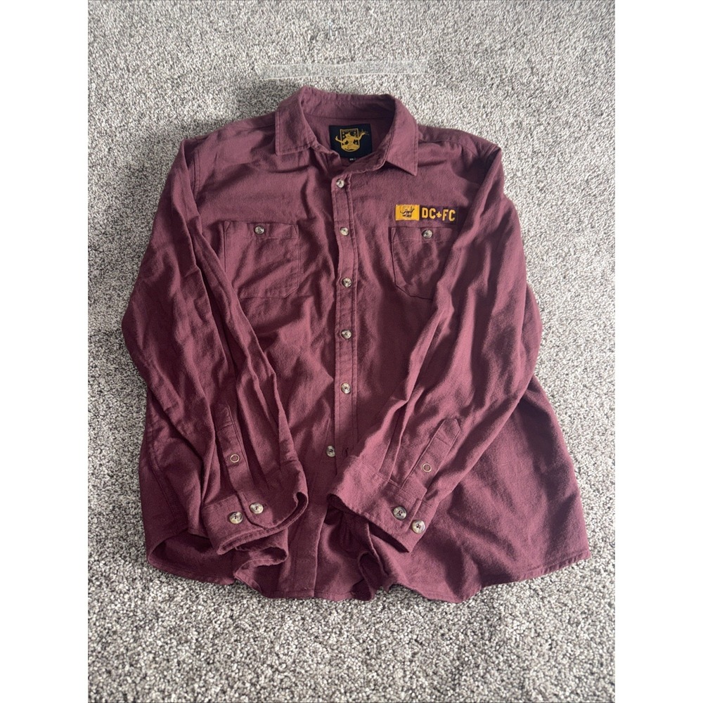 Detroit City Dc Fc Flannel Men's ‎ XXL Maroon Cotton Long Sleeve